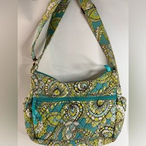 Vera Bradley Green and Yellow Paisley Shoulder Bag